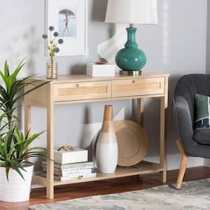 Sebille 39.4 in. Light Brown Rectangle Wood Console Table