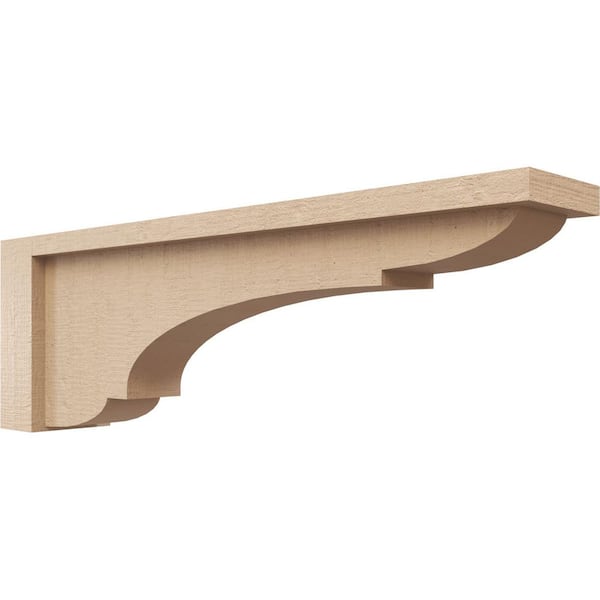 Ekena Millwork 3 in. x 6 in. x 18 in. Series 3 Thin Bryant Rough Cedar Woodgrain Timberthane Polyurethane Corbel, Primed Tan