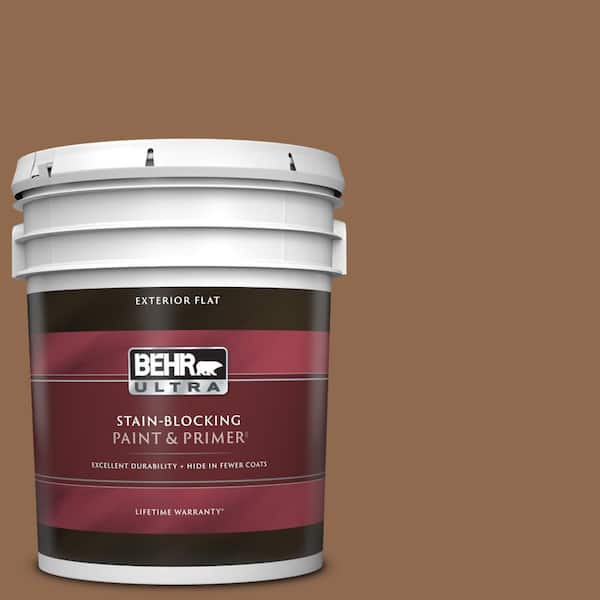 BEHR ULTRA 5 gal. #PPU4-01 Caramel Swirl Flat Exterior Paint & Primer