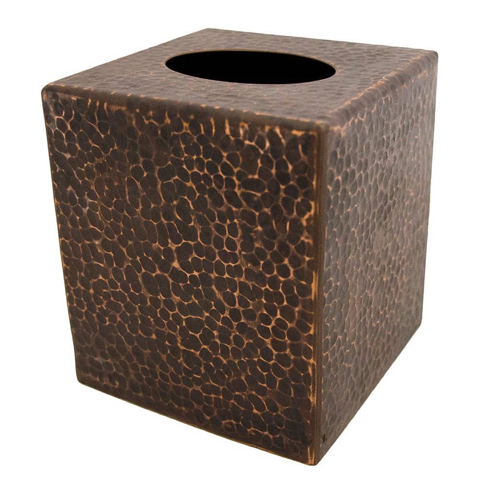 Small Oil Rubbed Bronze Hand Hammered Copper Tissue Box Cover