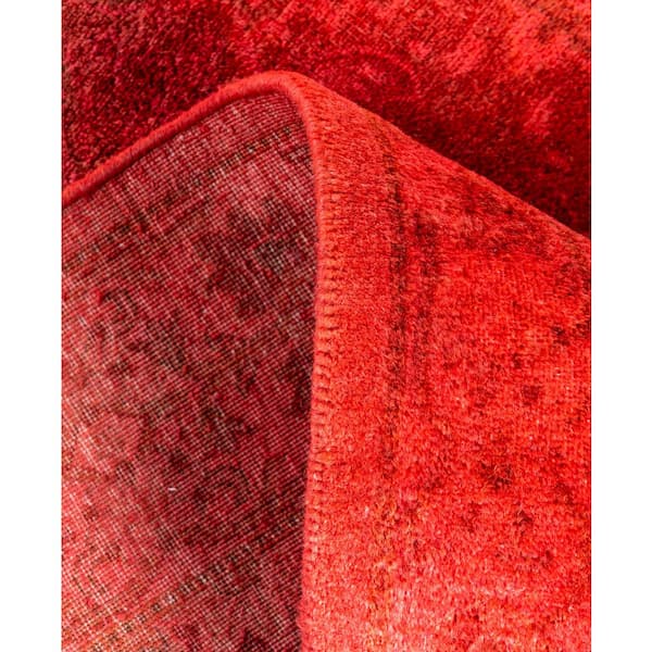 Overdyed Red 2 ft. x 14 ft. Solid Wool Indoor Runner Rug