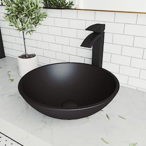VIGO Liquid Gold Glass Vessel Sink And Duris Faucet Set In Matte Black Finish | Free Shipping - Modern Bathroom
