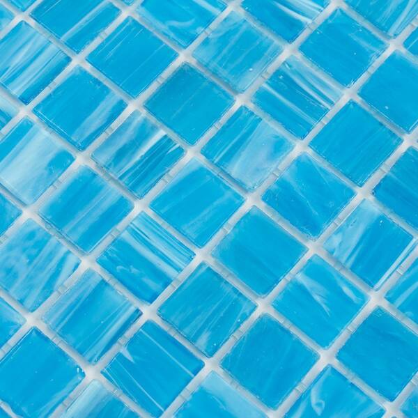 Apollo Tile Celestial Dodger Blue 12-in x 12-in Glossy Glass Uniform Squares Floor and Wall Tile (20-sq. ft/ Carton)
