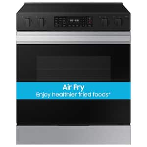 Bespoke 30 in. 6.3 cu.ft. 5 Burner Element Smart Slide-In Electric Range w/ AirFry & Safety Knobs in Stainless Steel