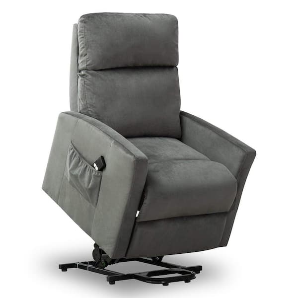 GOOD & GRACIOUS Grey Powel Lift Recliner Chair for Elderly Heavy Duty and Soft Fabric Single Sofa