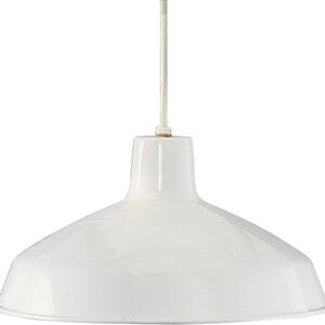 1-Light White Pendant with Metal Shade