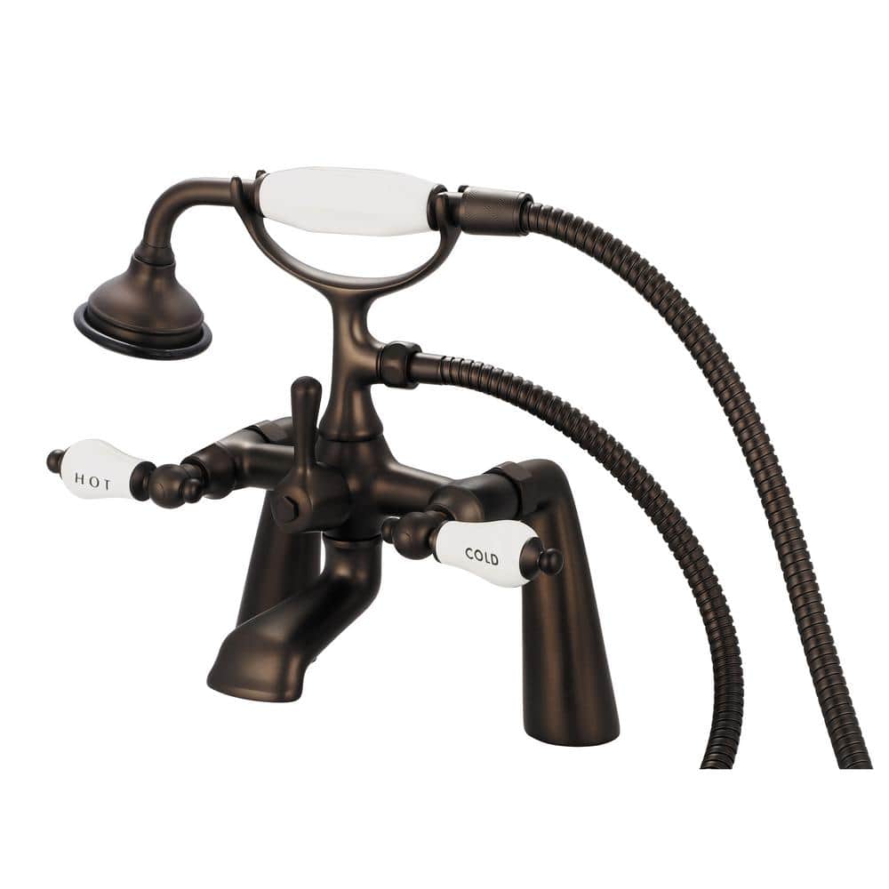 Vintage Oil-Rubbed Bronze 7-Inch Deck Mount Tub Faucet with Hand Shower