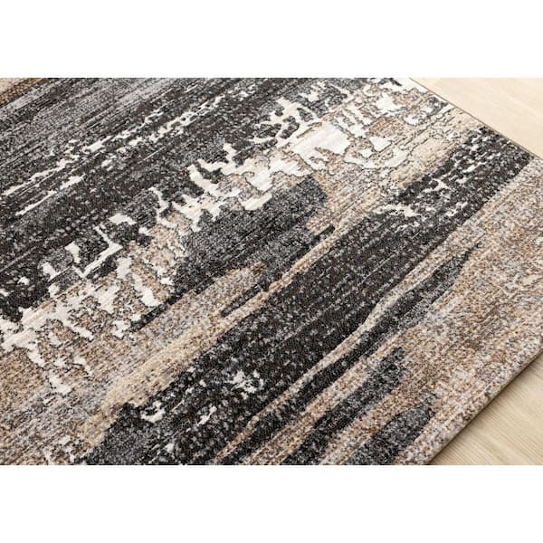 Aethera Collections 5 ft. x 8 ft. Grey Distressed, Organic Indoor Area Rug