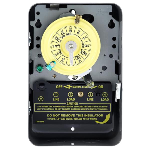 Intermatic T100 Series 208V to 250V 23-Hour Indoor Mechanical Water Heater Timer Switch DPST, Gray