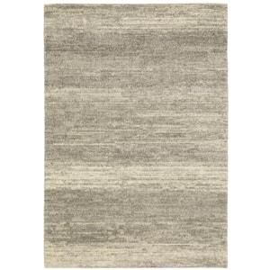 Asbury Gray/Beige 4 ft. x 6 ft. Contemporary Distressed Abstract Polypropylene Indoor Area Rug