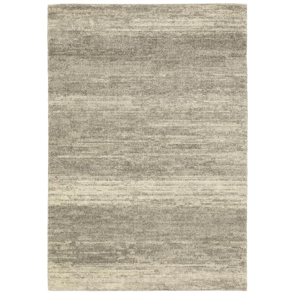 AVERLEY HOME Asbury Gray/Beige 5 ft. x 8 ft. Contemporary Distressed Abstract Polypropylene Indoor Area Rug