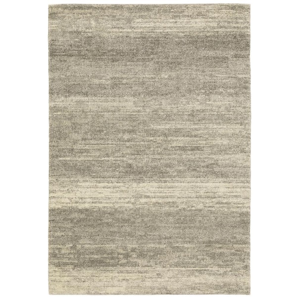 Asbury Gray/Beige 7 ft. x 10 ft. Contemporary Distressed Abstract Polypropylene Indoor Area Rug
