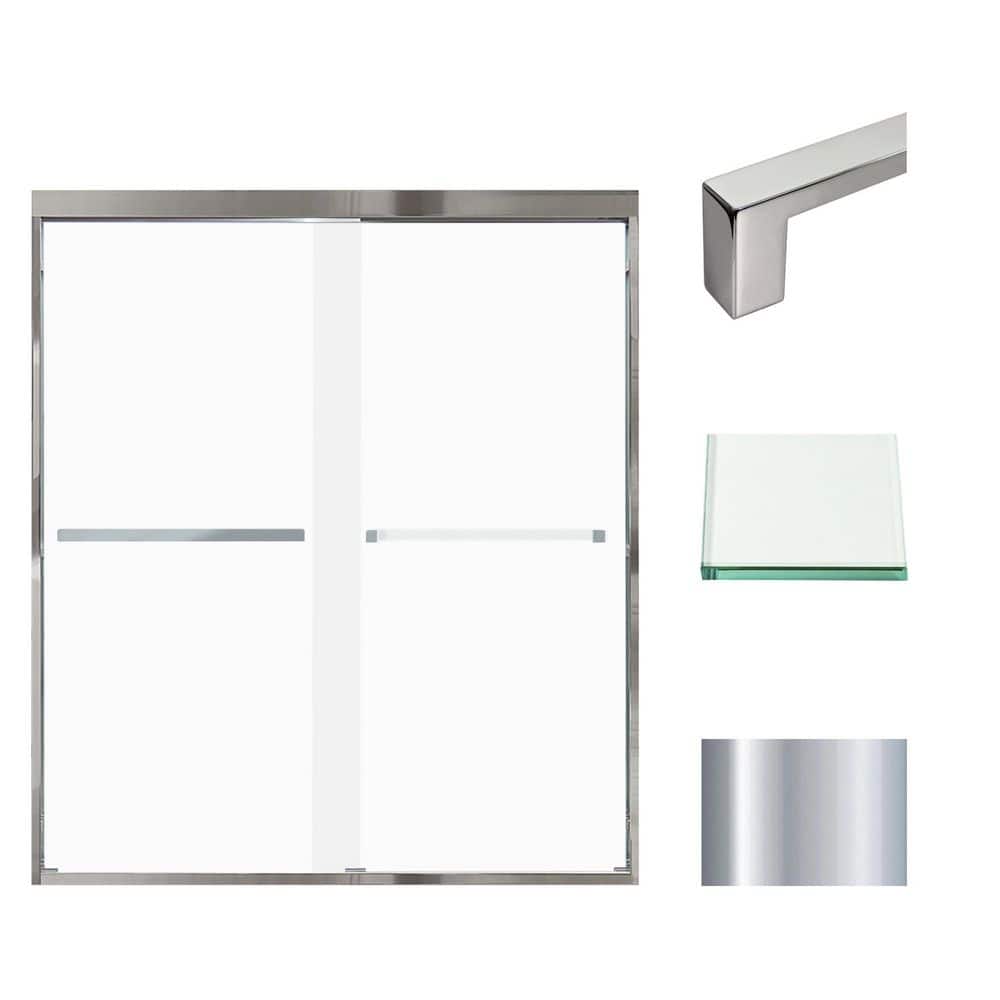 Frederick 59" Polished Chrome Semi-Frameless Sliding Shower Door