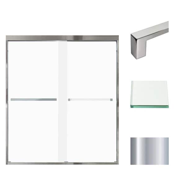 Transolid Frederick 59 in. W x 70 in. H Sliding Semi-Frameless Shower Door in Polished Chrome with Frosted Glass