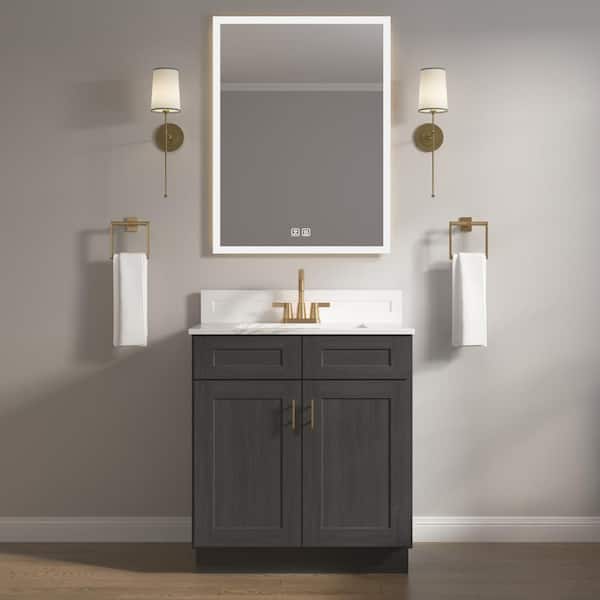 HOMLUX 30 in. W x 21 in. D x 34.5 in. H Ready to Assemble Bath Vanity Cabinet without Top in Shaker Charcoal