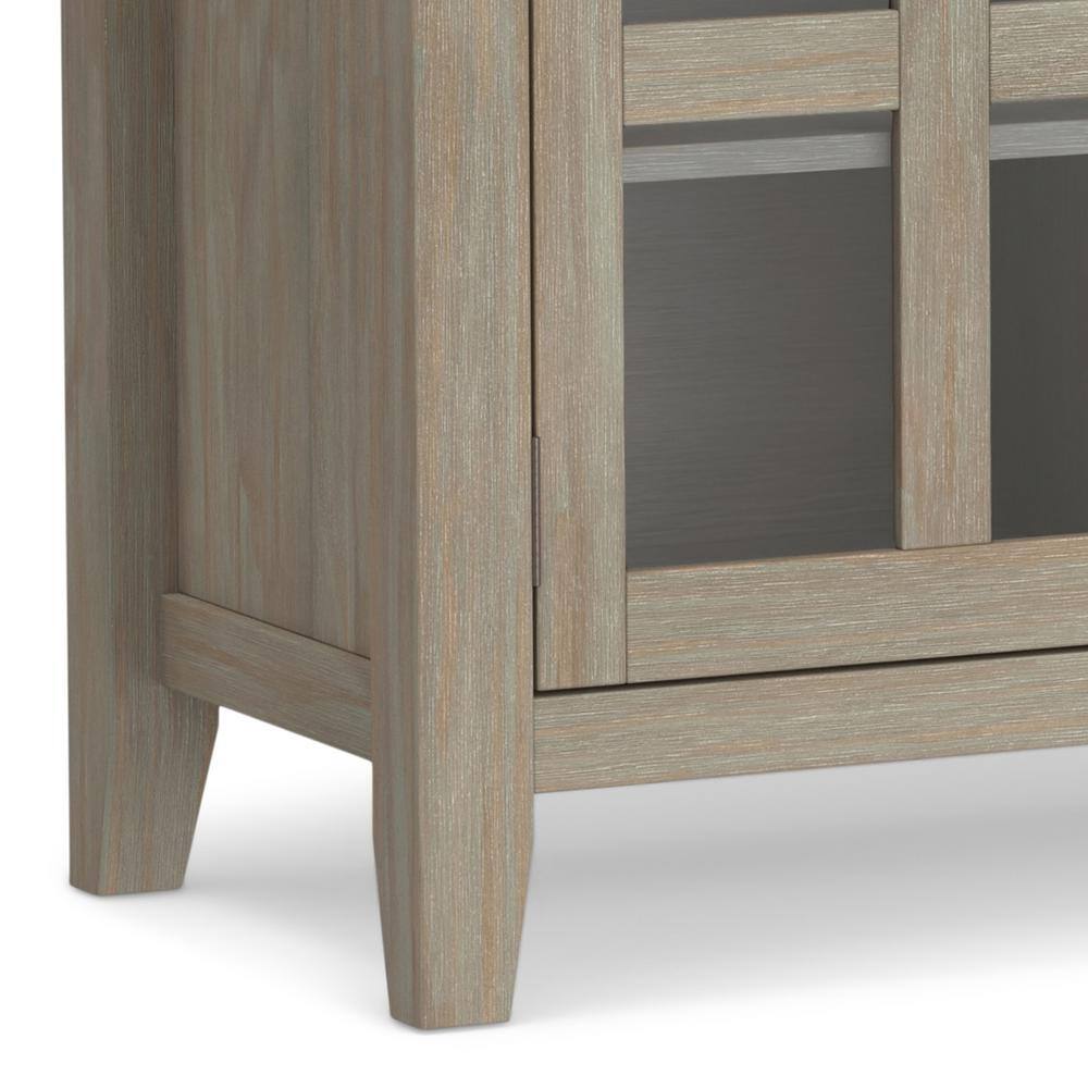 Distressed Gray Pine Sideboard Buffet with Antique Bronze Handles