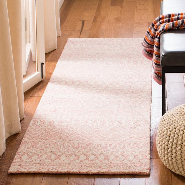 Micro-Loop Pink/Ivory 2 ft. x 5 ft. Distressed Tribal Runner Rug