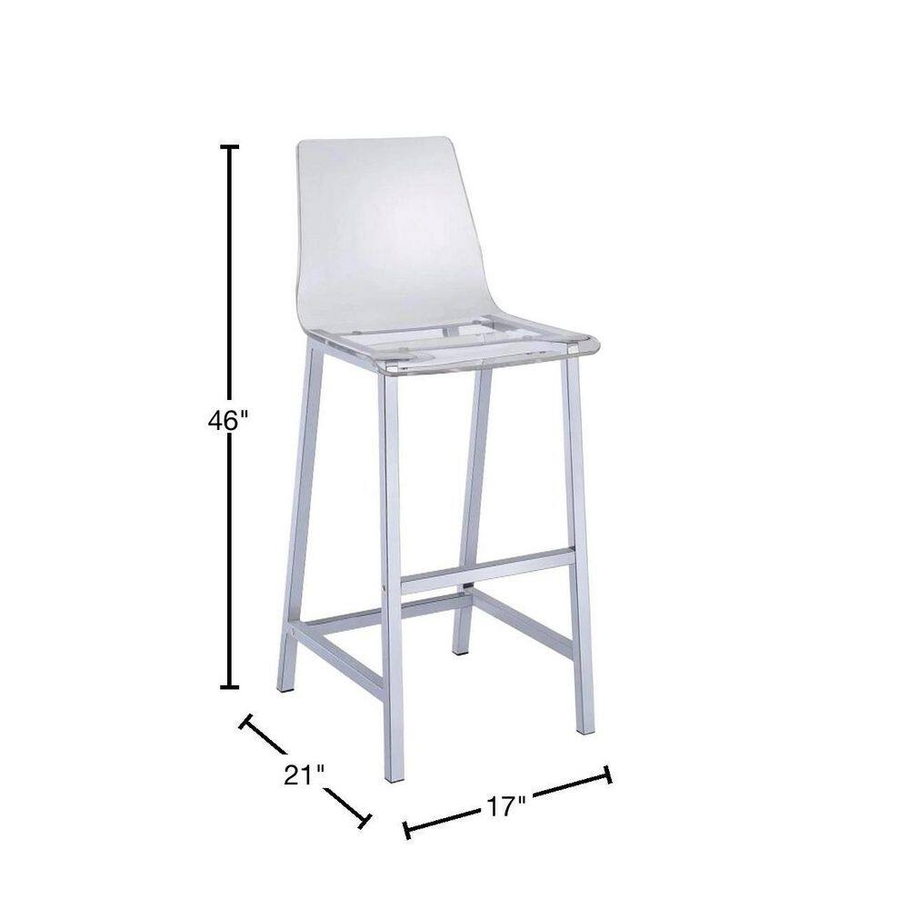 Elegant 30" Clear Acrylic and Chrome Bar Height Stool