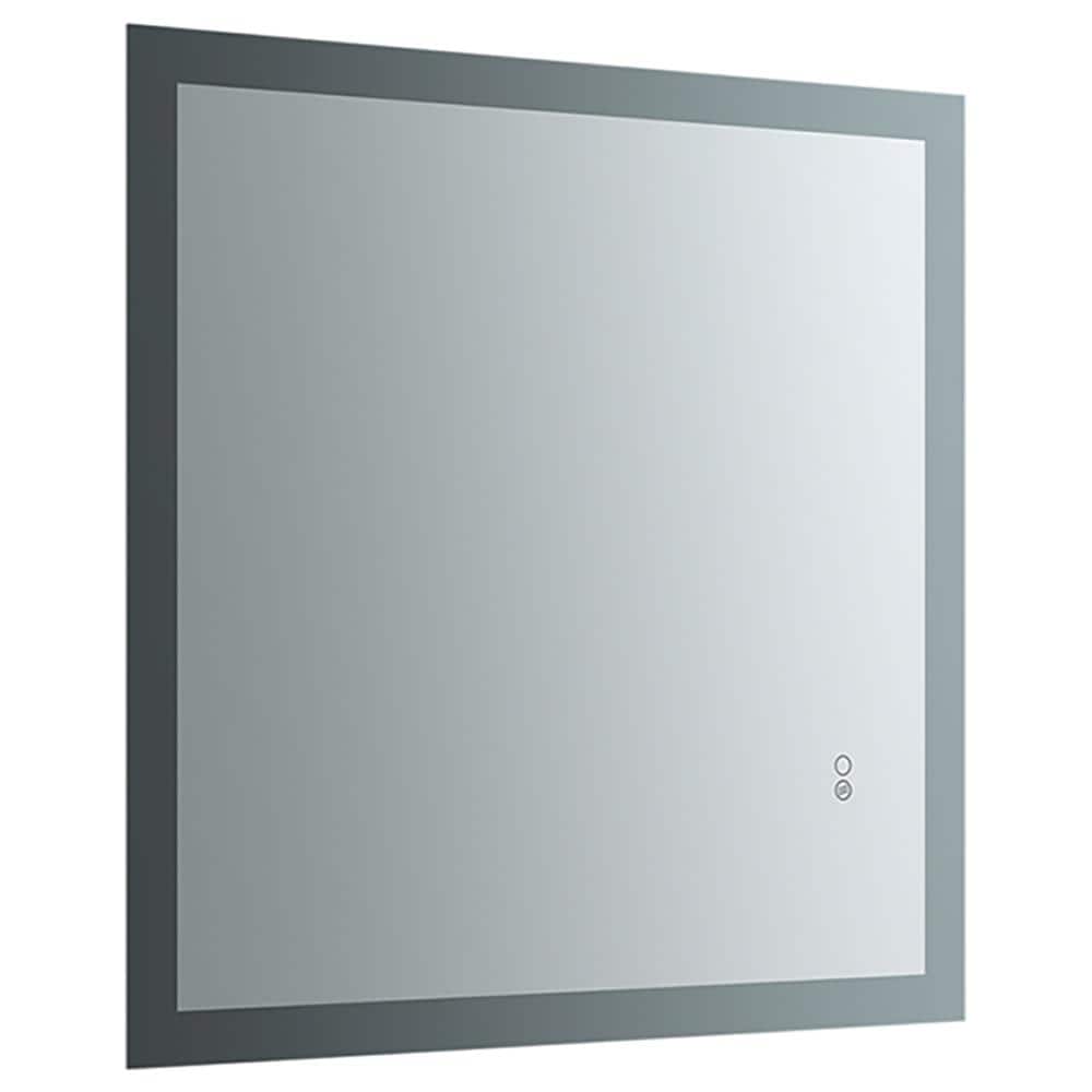 Sleek Halo LED 30" Square Frameless Bathroom Mirror with Defogger