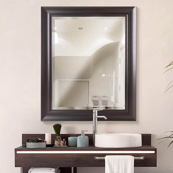 Deco Mirror 29 In W X 35 H Framed, Espresso Color Bathroom Mirror