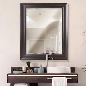 29 in. W x 35 in. H Framed Rectangular Beveled Edge Bathroom Vanity Mirror in Espresso