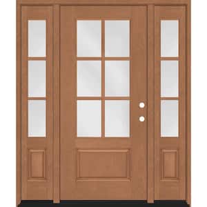 Regency 60 in. x 80 in. 3/4-6Lite Clear Glass LHIS AutumnWheat Fiberglass Prehung Front Door w/Dbl 10in.SL w/NKL Lockset
