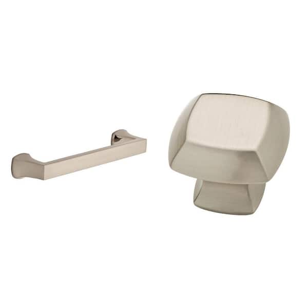 Mandara 5-1/16 in. (128 mm) Bar Pull and 1-1/4 in. (32 mm) Square Knob, Satin Nickel Finish Combo