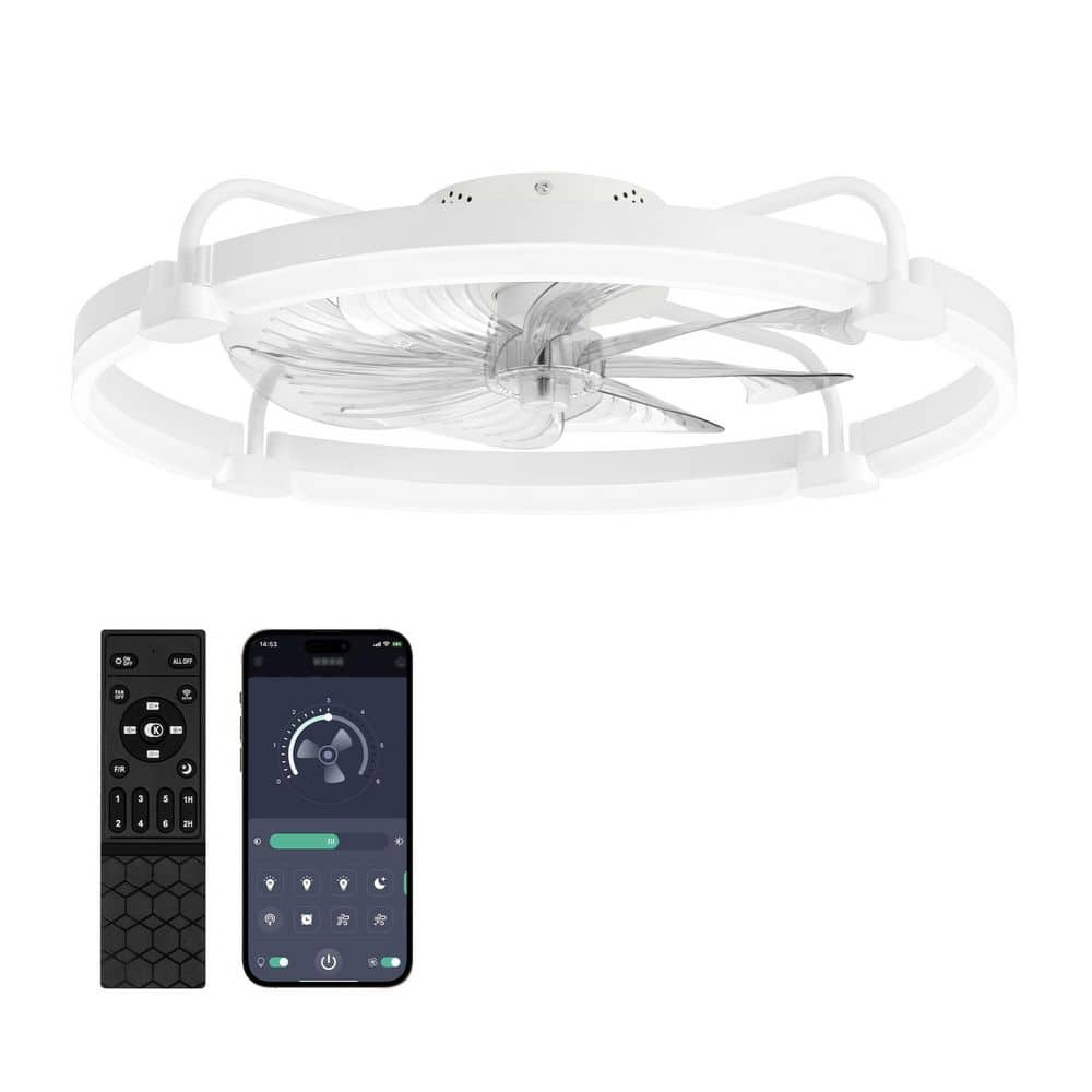 24 in. White Flush Mount Indoor Daylight 6-Speed Dimmable LED Fandelier Low Profile Ceiling Fans with Lights and Remote price history on PriceWatchPro