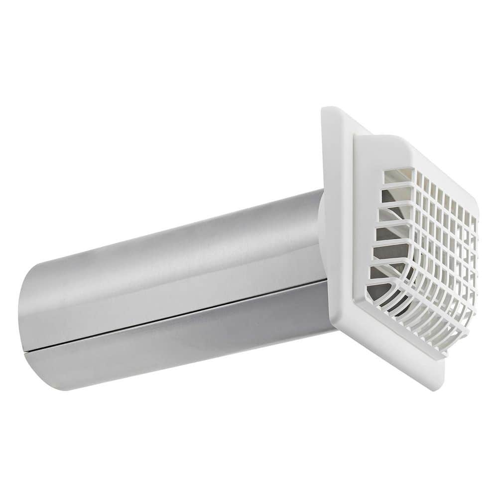 Lambro Plastic Louvered Vent in White with Tail Piece and Bird/Rodent Guard