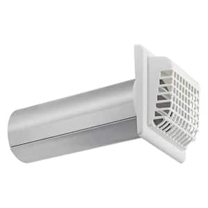 Plastic Louvered Vent in White with Tail Piece and Bird/Rodent Guard