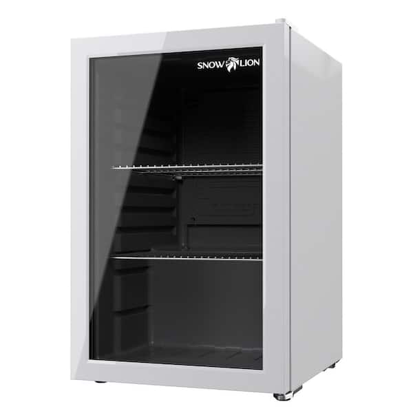 SNOWLION Premium 2.4 cu. ft. Freestanding Under Counter Glass Door Mini Fridge, Reversible Door and Quiet Operation, White