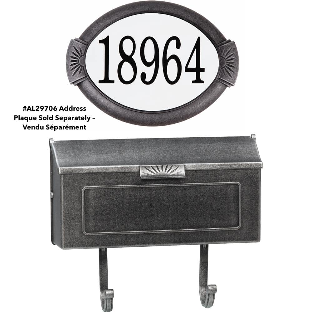 Classic Pewter Aluminum Wall Mount Mailbox with Newspaper Hooks