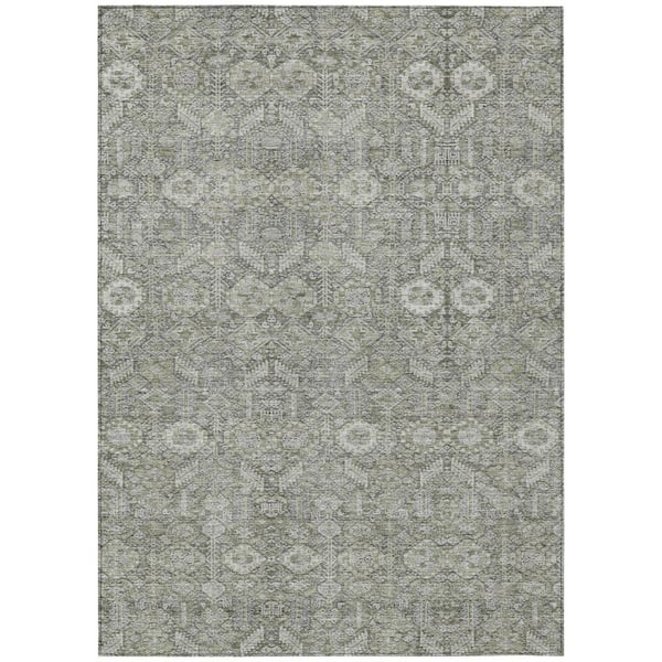 HomeRoots Cream and Tan 10 ft. x 14 ft. Woven Floral Rectangle Indoor/Outdoor Area Rug