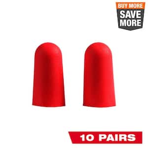 Red Disposable Earplugs (10-Pack) with 32 dB Noise Reduction Rating