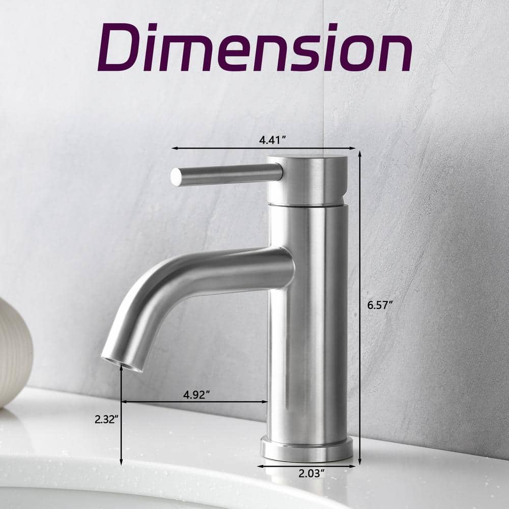 Brushed Nickel Stainless Steel Single Handle Bathroom Faucet