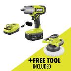 ONE+ 18V Cordless 2-Tool Combo Kit with 1/2 in. Impact Wrench, 10 in. Orbital Buffer, 4.0 Ah Battery, and Charger