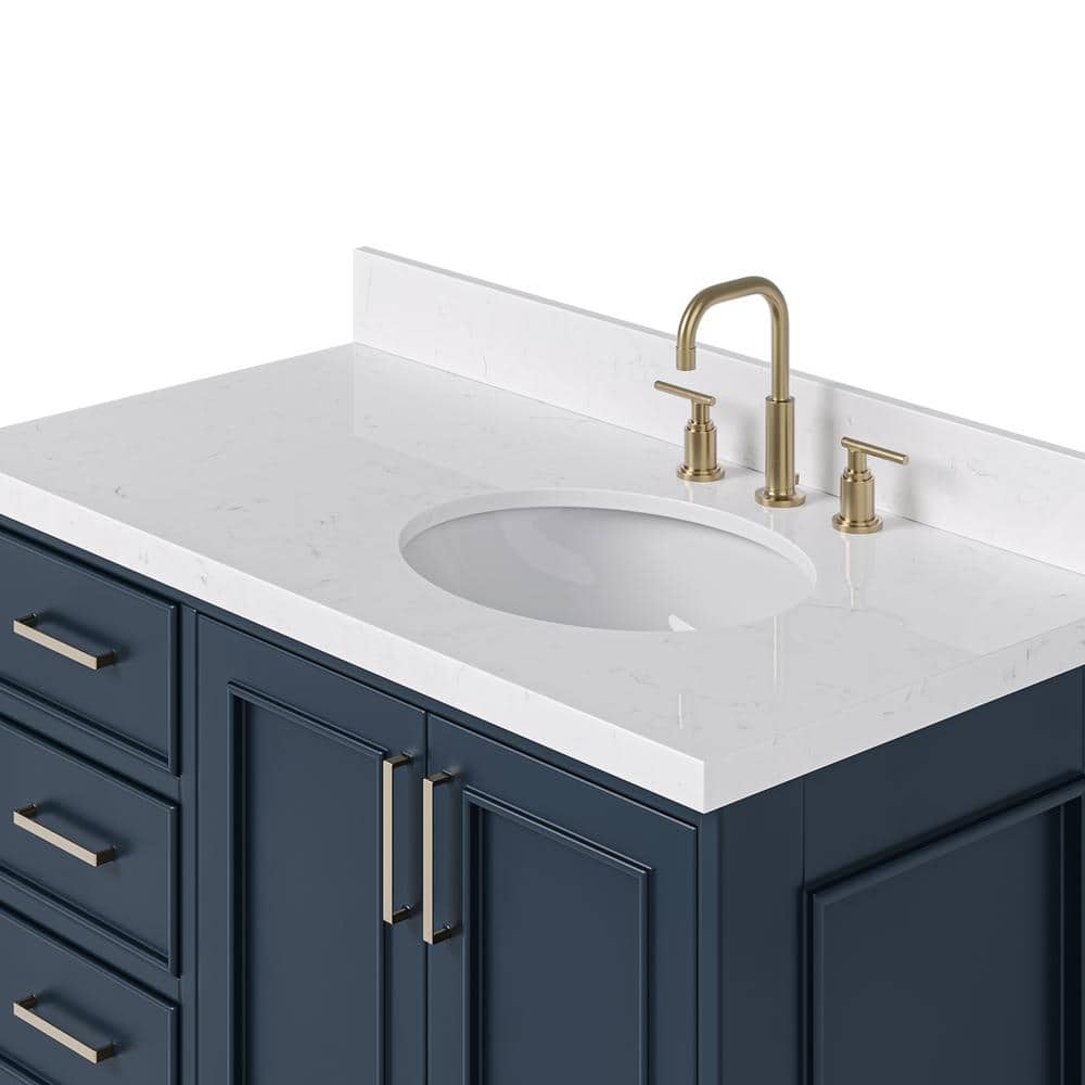 Midnight Blue 42" Single Bathroom Vanity with Carrara Marble Top