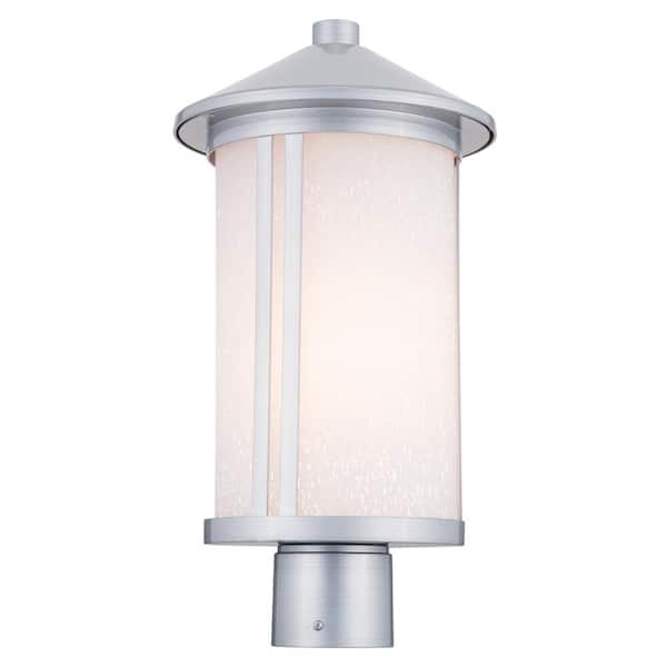 Lombard 1-Light Brushed Aluminum Silver Aluminum Hardwired Waterproof Outdoor Post Light with No Bulbs Included (1-Pack)