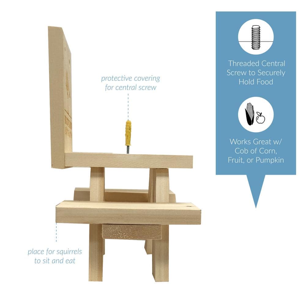 Light Brown Pine Wood Outdoor Squirrel Feeder Picnic Table