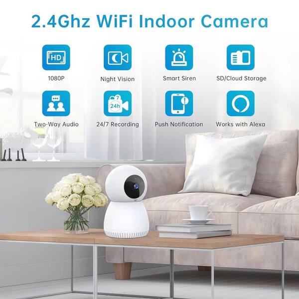 Wired Smart Outdoor Plug-In Security Camera with Night Vision, 24/7 Recording