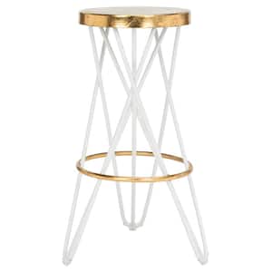 Lorna 30 in. White and Gold Bar Stool