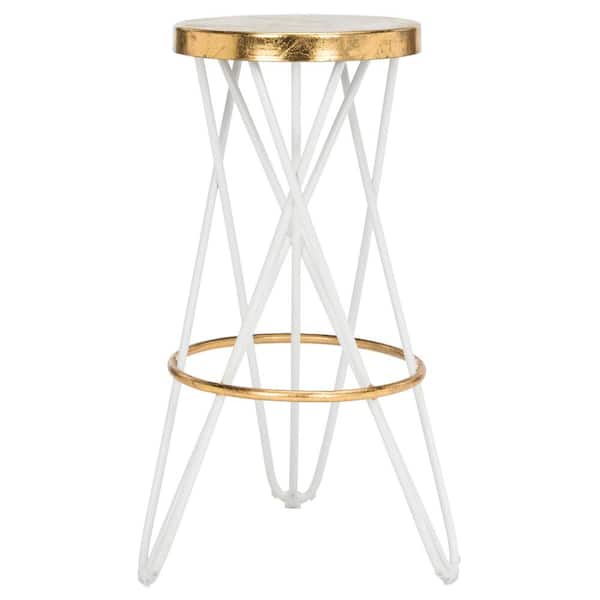 SAFAVIEH Lorna 30 in. White and Gold Bar Stool