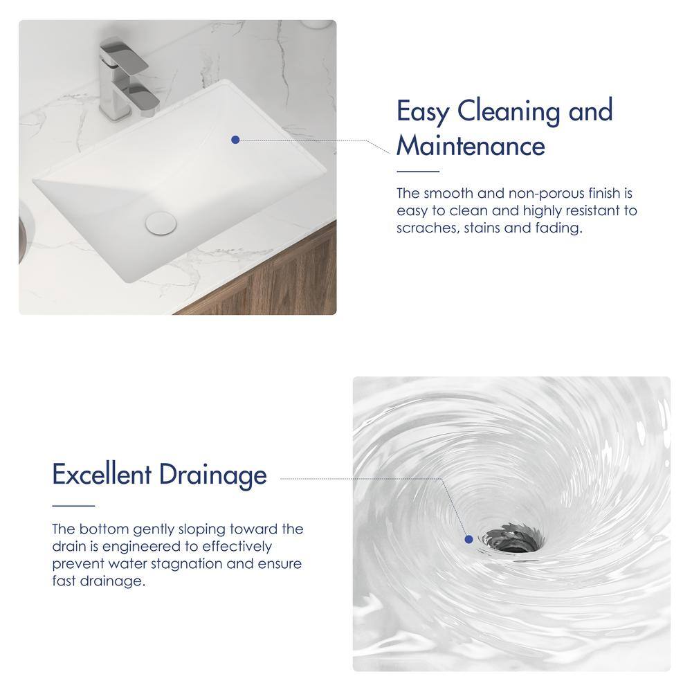 Denbigh 21'' White Ceramic Rectangular Undermount Sink