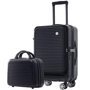 22 in. Black Front Open Luggage Light-Weight Suitcase with Front Pocket and USB Port, 1 Portable Carrying Case