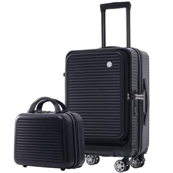 Polibi 22 in. Black Front Open Luggage Light-Weight Suitcase with Front Pocket and USB Port, 1 Portable Carrying Case