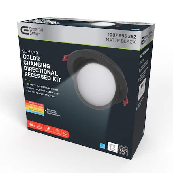 Ultra Directional Integrated LED 6 in Round Adj Color Temp Canless Recessed Light for Kitchen Bath Living rooms, White