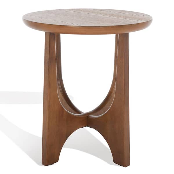 SAFAVIEH Sasha 20 in. Medium Oak Round Wood End Table