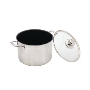 Classic Series 7.9 qt. Cast Aluminum Nonstick Stock Pot in Stainless Steel with Glass Lid
