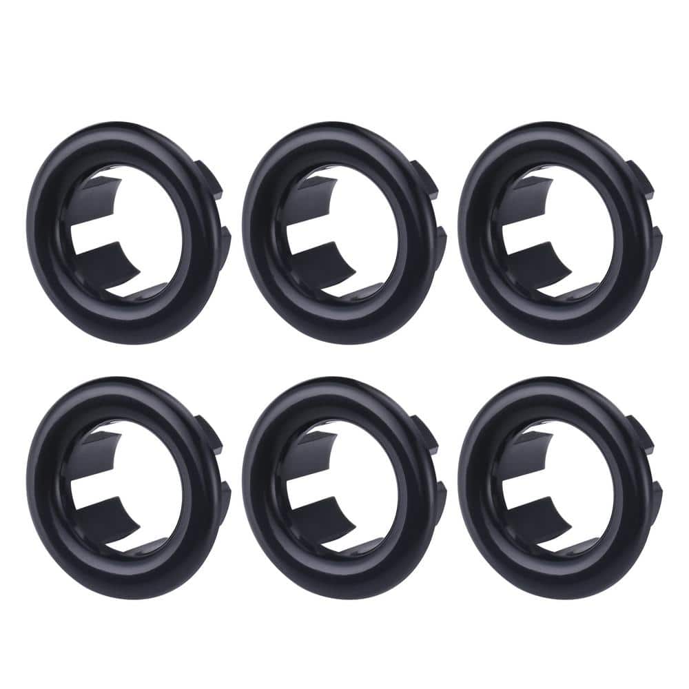 WOWOW 1.2 in. Plastic Sink Basin Trim Overflow Cover Insert in Hole Round  Caps in Matte Black (6-Pack) K1003B-BHHD The Home Depot