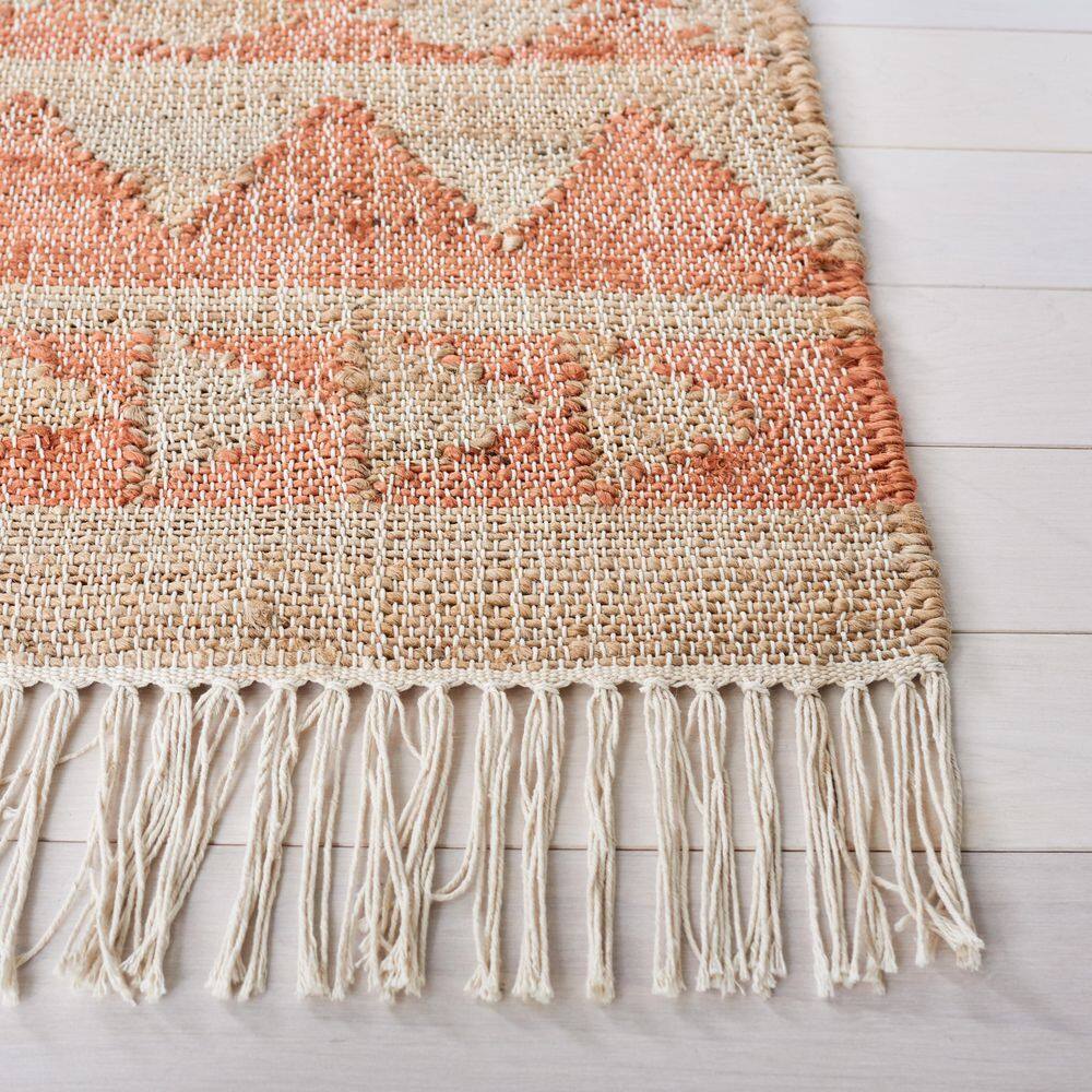 Natural and Rust Wool Handmade 8' x 10' Area Rug
